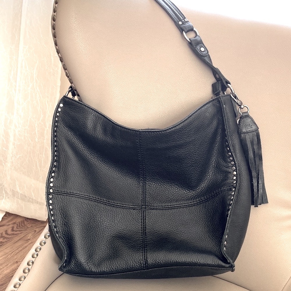 The Sak Handbag “Silverlake” Black Leather with Silver Hardware